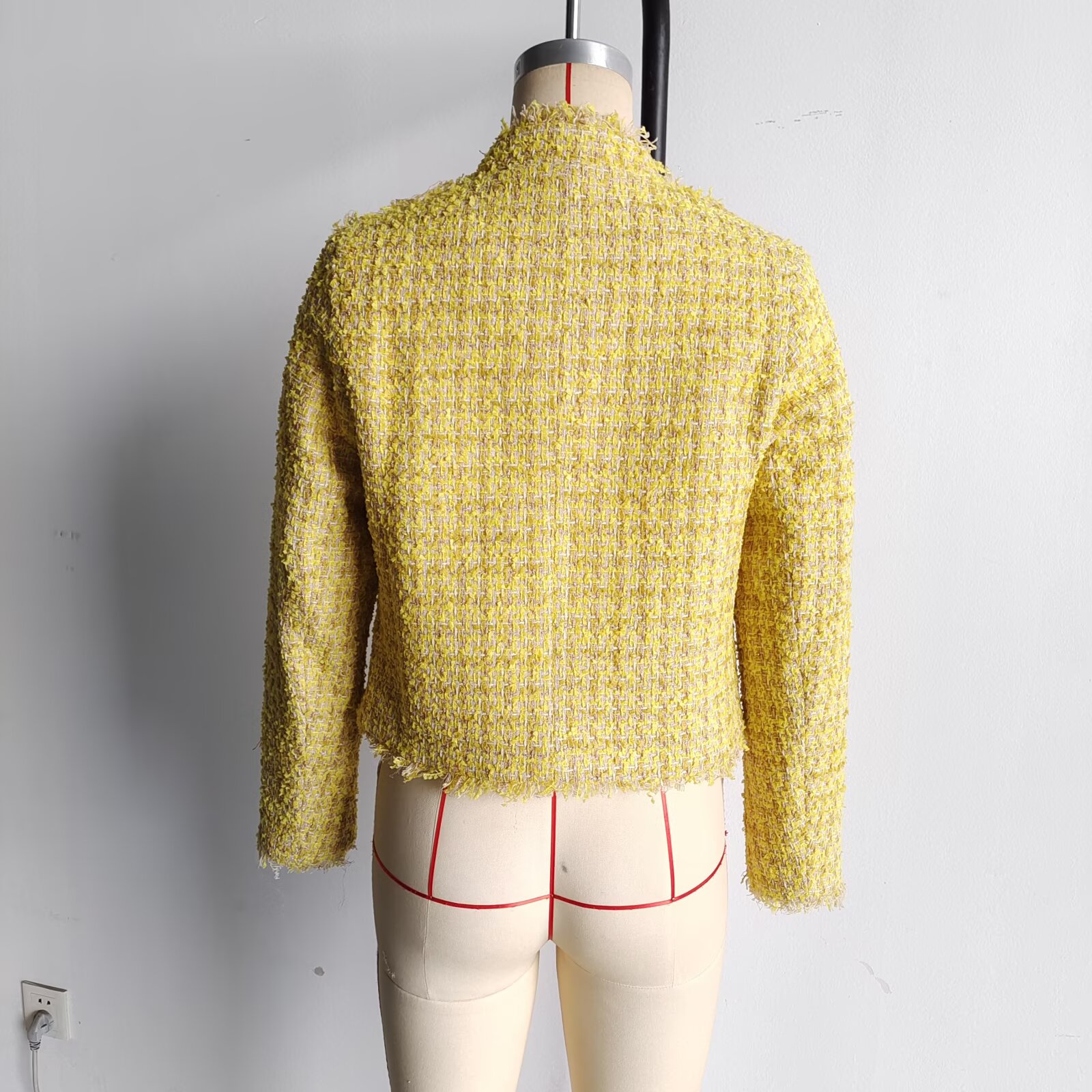 Manteau en laine élégant pour femmes, nouveau Design à pampilles, à la mode, col rond, vestes en Tweed jaune doux, manteaux de Style coréen, automne hiver