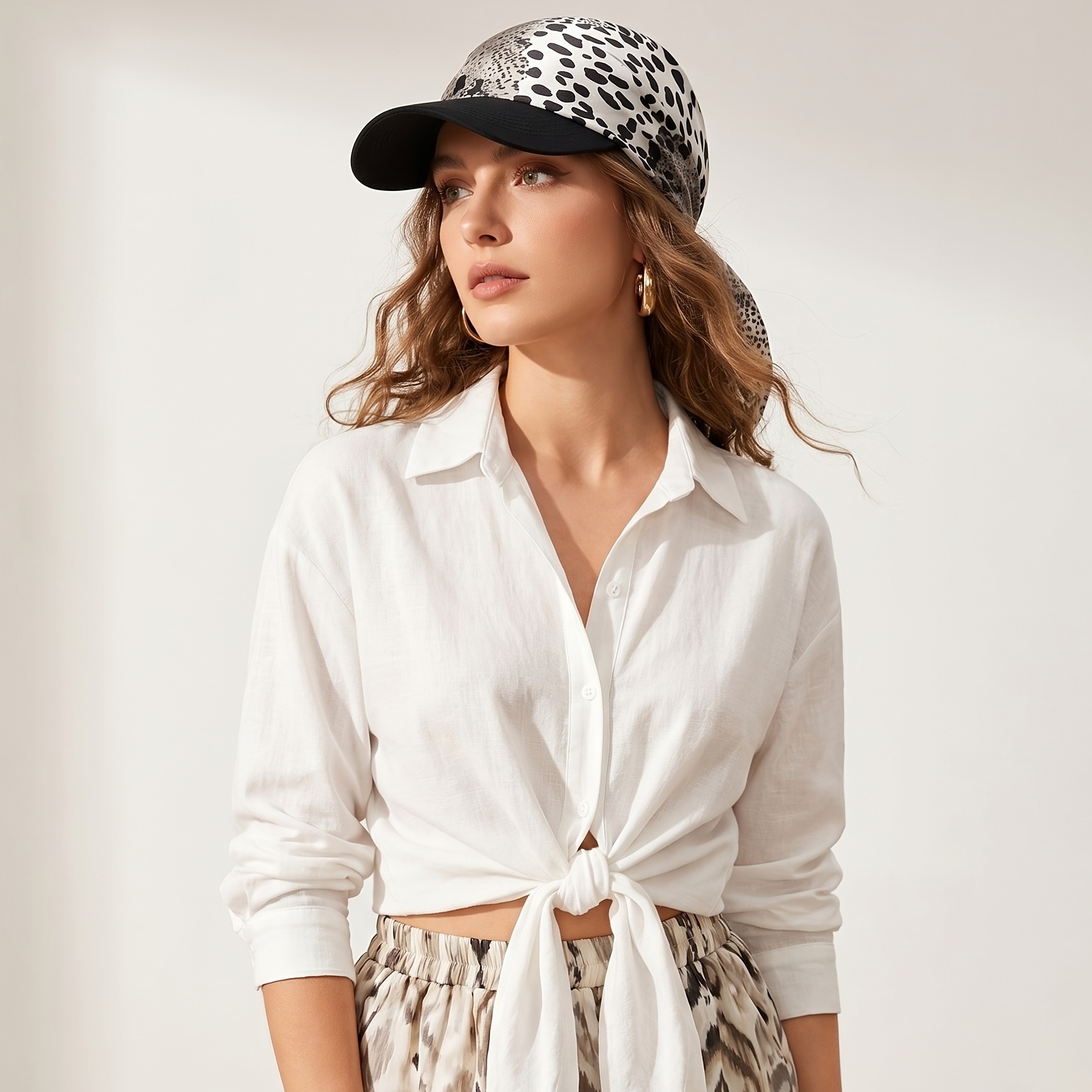 Chapeau de soleil pour femme avec foulard intégré, style à nouer soi-même avec bord, chapeau de protection solaire pour les vacances à la plage, chapeau pour la chimiothérapie
