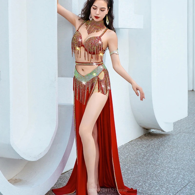 Costumes de danse du ventre à sequins et franges, tenue dynamique pour scène, pour compétition de groupe, spectacle, événement, cérémonie d'ouverture