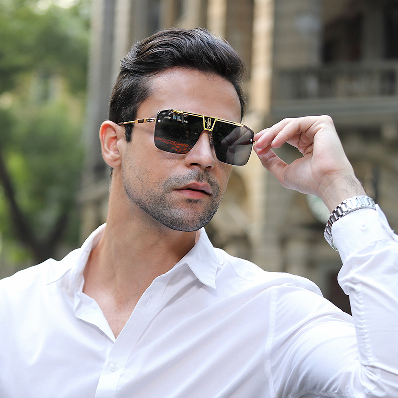 Lunettes de soleil aviateur classiques pour femmes et hommes, monture large vintage, style punk, marque de luxe, pour la conduite en extérieur, en métal, carrées