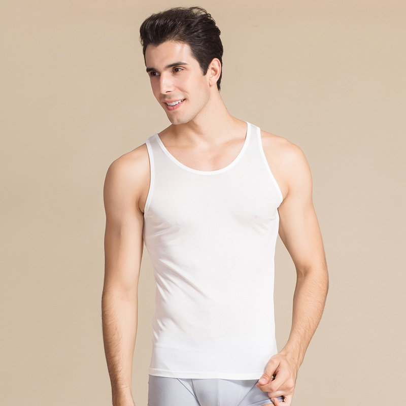 Sous-vêtements sans manches pour homme, 100% soie, gilet fin et fin, confortable et respirant, vêtement basique gratuit