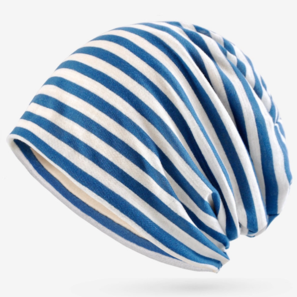 Dames été rayé tricot Bonnet chapeau printemps Slouchy Style Skullies casquette femmes mince Bonnet automne hommes Benie Hiphop Pile chapeau