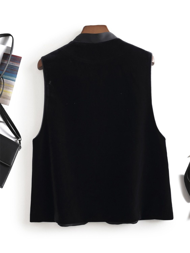 Gilet femme mode gilet femme printemps et été Style National rétro chinois col en v sans boutons velours gilet sans manches manteau