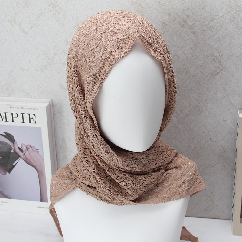 Écharpe triangulaire en lin tricoté pour femme, hijab, couvre-chef, châle, bonnet, foulard triangulaire tricoté, couvre-tête, couvre-cheveux