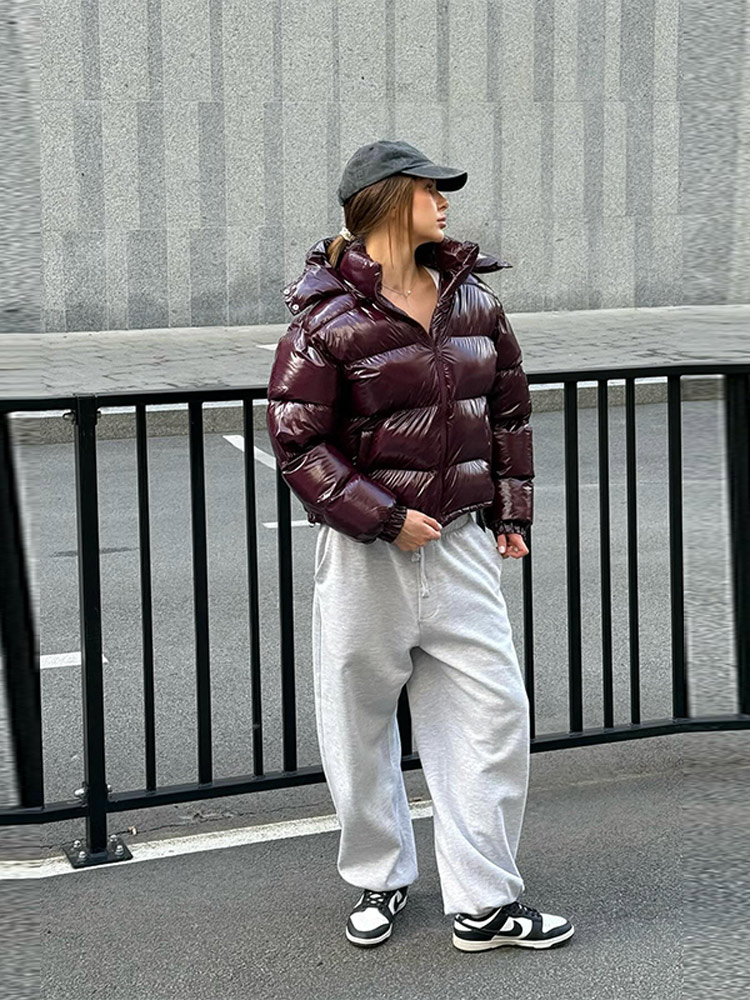 Vestes d'hiver pour femmes 2026 avec capuche, col montant décontracté, fermeture éclair, manches longues, manteau chaud pour femme, veste d'hiver chic et tendance, nouvelle collection.