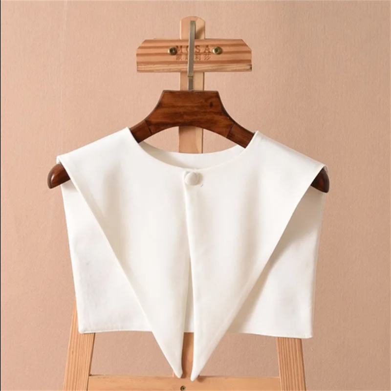 Vêtements d'extérieur pour femmes, châle à col pointu, décoratif, polyvalent, col bleu marine, écharpe en Faux col, châle ajouré, enveloppes élégantes