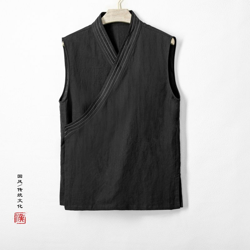 Vêtements traditionnels chinois d'été pour hommes, Hanfu GlaMen, FibTop en lin et coton, Kimono imbibé Tang, Cardigan pour hommes, Haut fendu, 2023