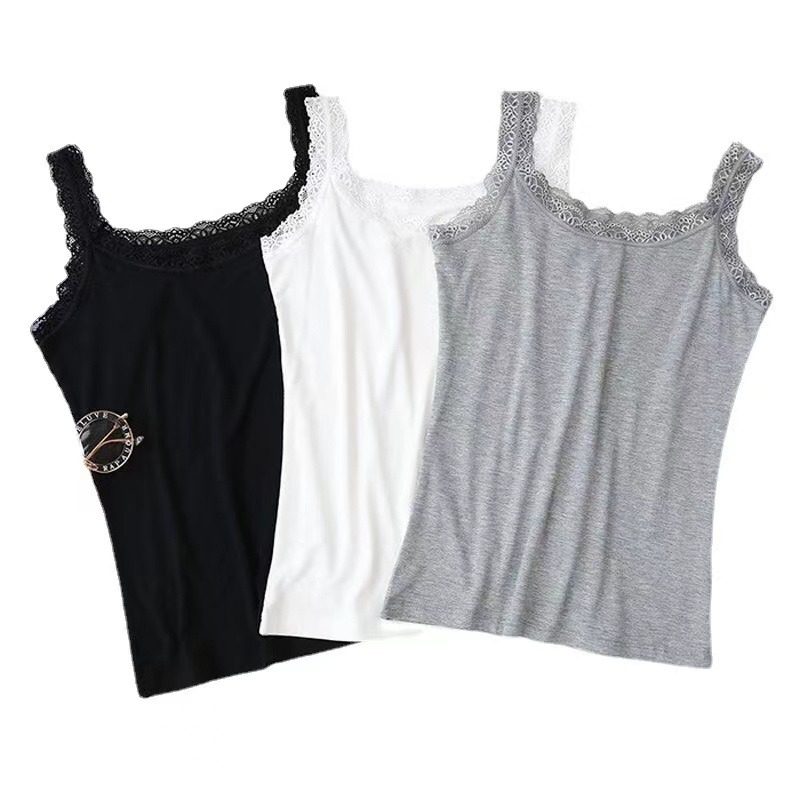 Haut d'été femmes sans manches dentelle débardeur Sexy femmes T-shirt gilet débardeurs femme gilet hauts blanc noir sous-vêtements femmes