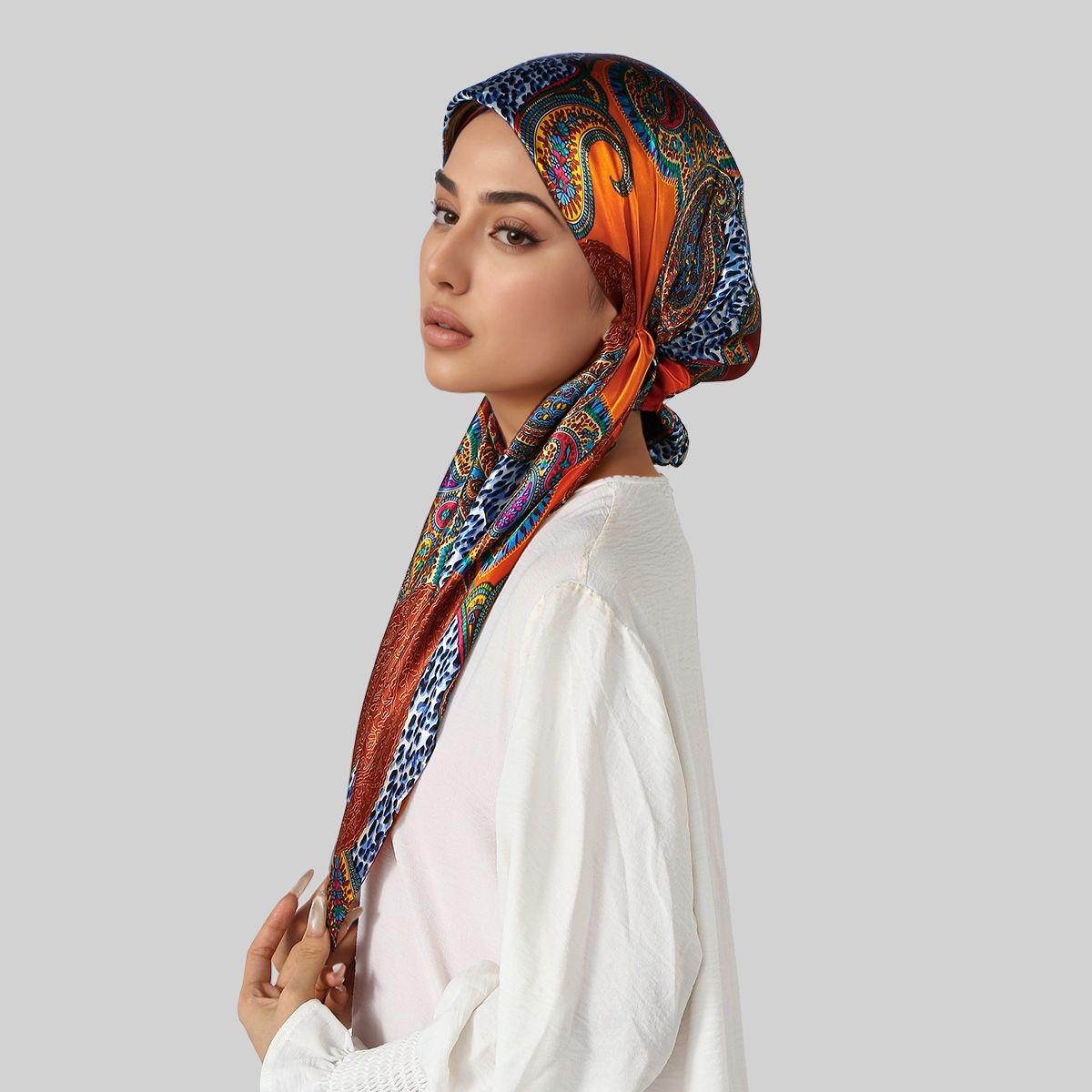 Nouveau Hijab Instantané Imprimé Musulman, Bonnet Turban en Soie Satinée, Foulard de Nuit Élastique pour Dormir, Bandana