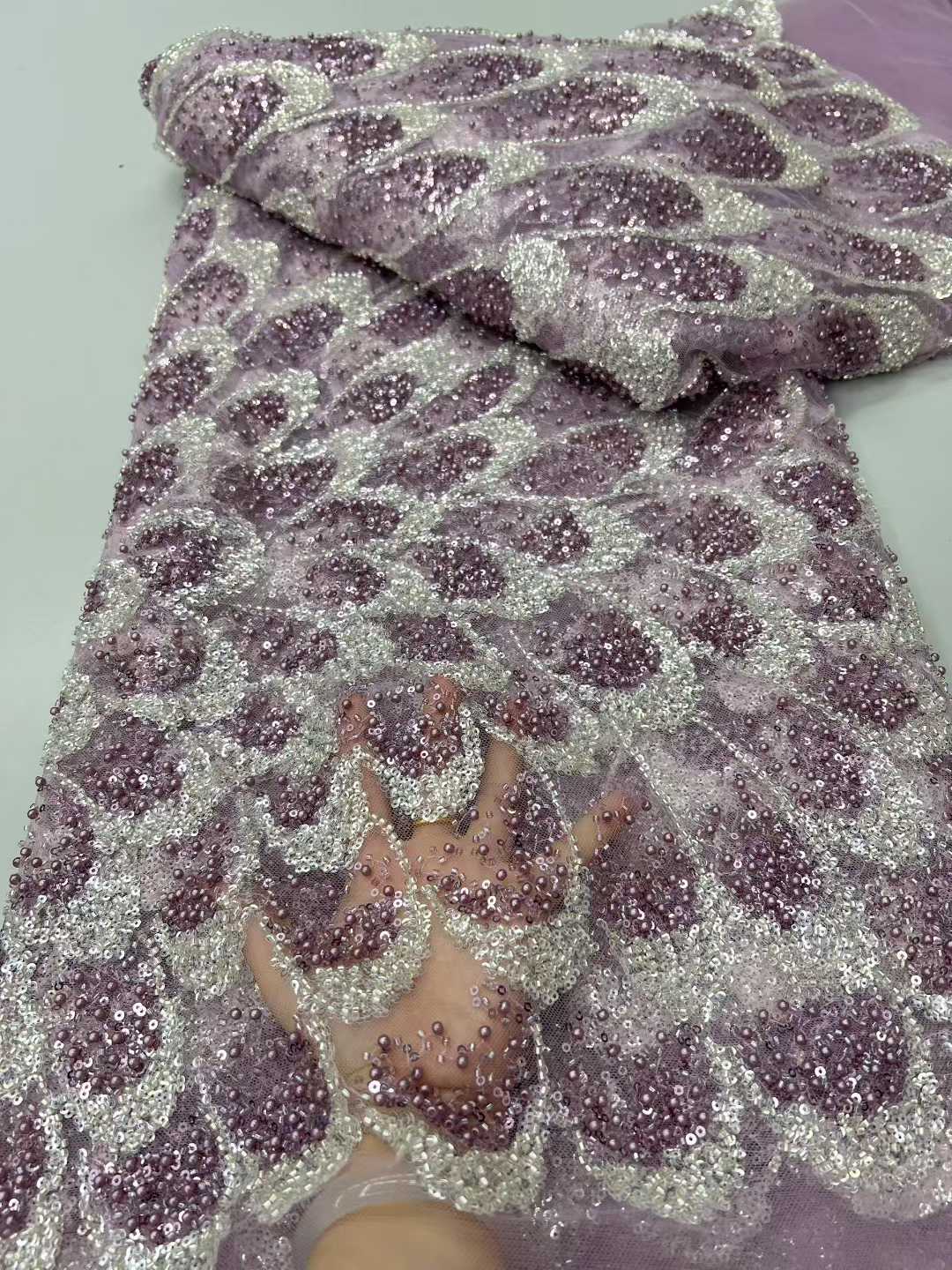 Nouveau Design de mode afrique nigérian motif artistique broderie à la main paillettes offre spéciale perles françaises Tulle dentelle pour robe de soirée