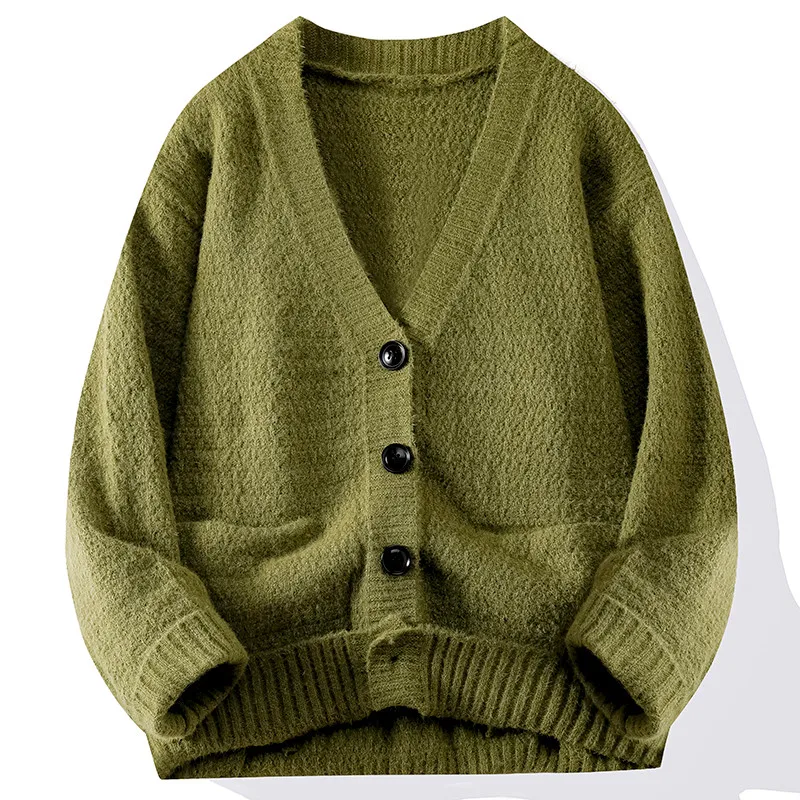 Cardigan en tricot à boutons pour hommes, manteau de finition, Streetwear, sweat-shirt, col en V, pull à la mode, veste en tricot, chemise à manches longues