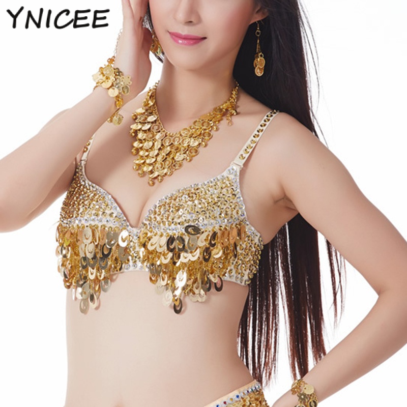 Soutien-gorge à paillettes pour femmes, haut de danse du ventre, soutien-gorge rembourré push-up, costume gitane vintage, paillettes professionnelles tribales, imbibé, phtalcarnaval