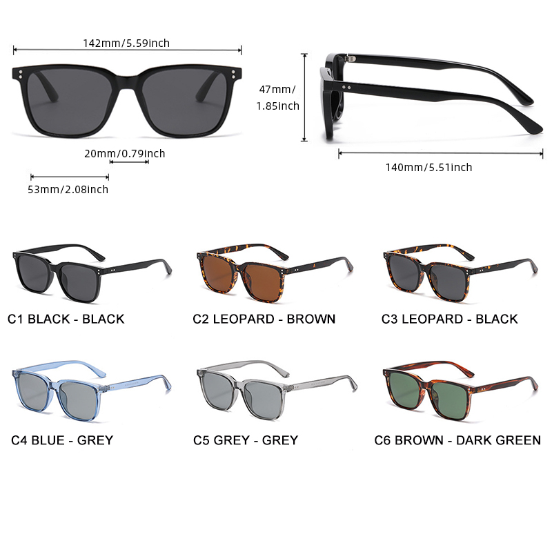 Lunettes de soleil polarisées carrées à la mode pour hommes et femmes, verres de soleil de luxe à rivets, mode extérieure Anti-éblouissement, nuances de conduite UV400