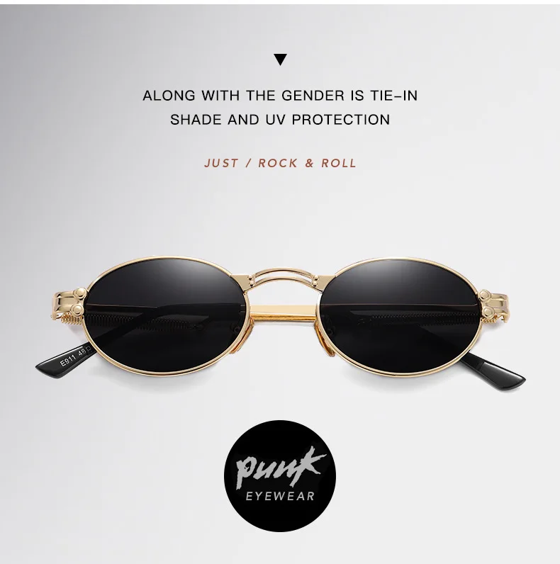 Lunettes de soleil steampunk gothiques classiques pour hommes et femmes, lunettes de soleil vintage, monture ronde en métal, créateur de marque, haute qualité, UV400
