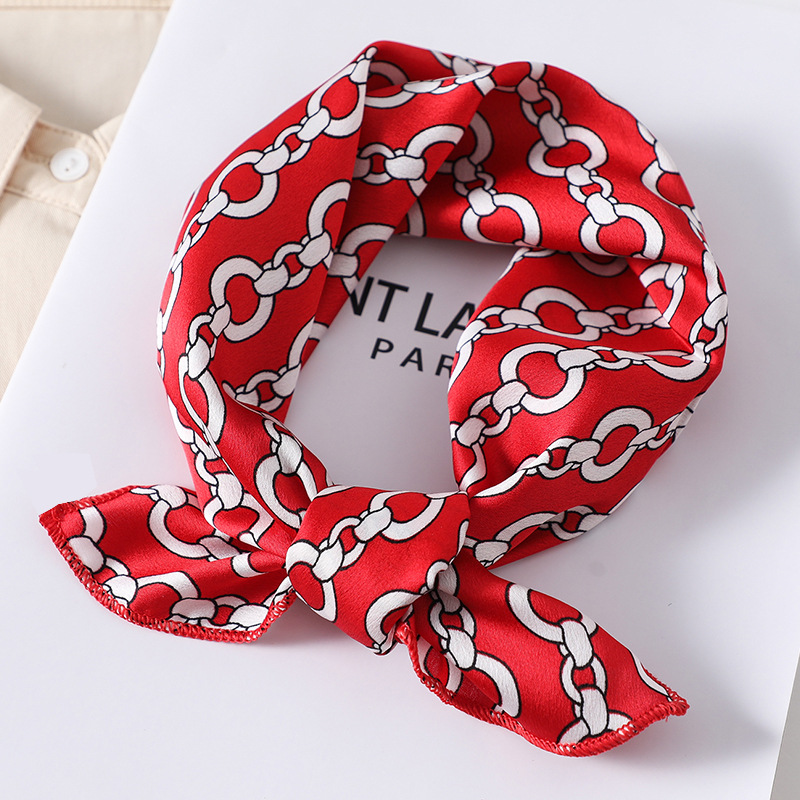 Écharpe en satin imitation soie pour femmes, foulard carré imprimé numérique, 50cm, à pois, à rayures, multi-styles, accessoire de mode