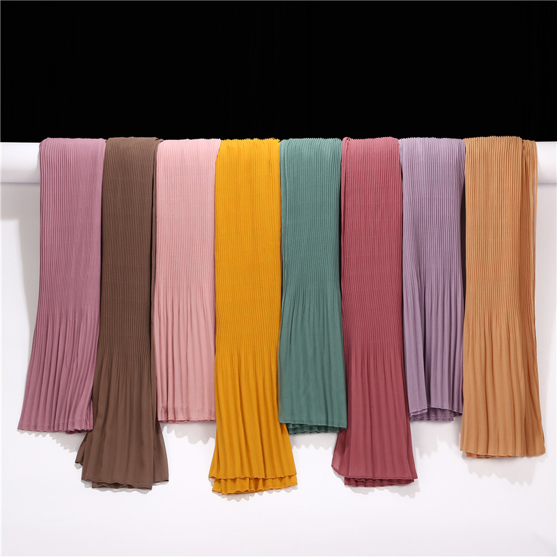 Écharpe plissée en mousseline de soie froissée pour femme, hijab à capuche, châle de haute qualité, bandeau de sauna musulman, turban enveloppant