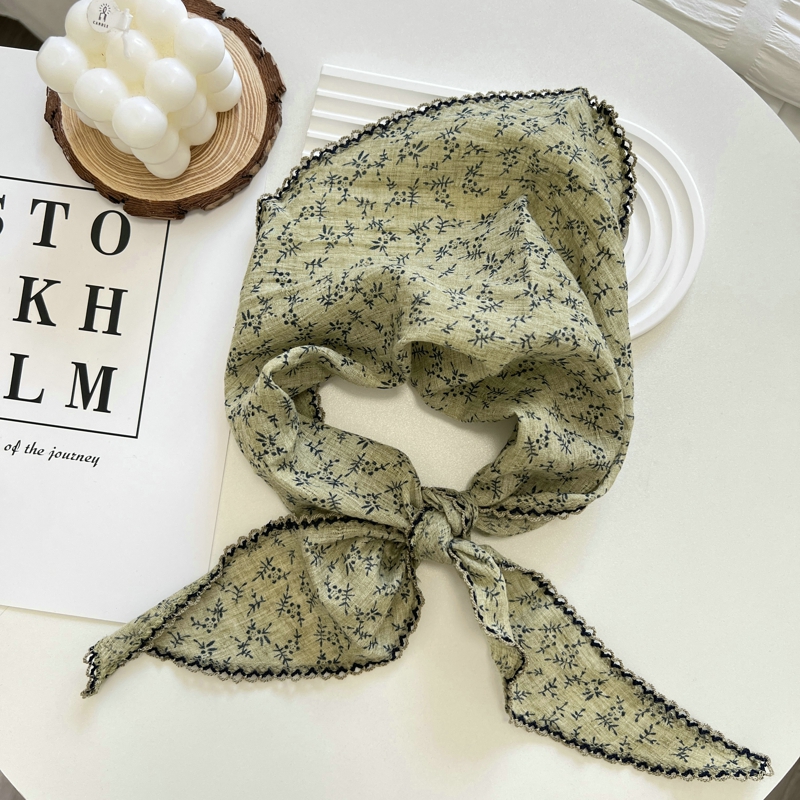 2025 fleur cou écharpe châle été Triangle cheveux tête enveloppement bandeau mouchoir cheveux cravates Bandanas cheveux ruban pour les femmes