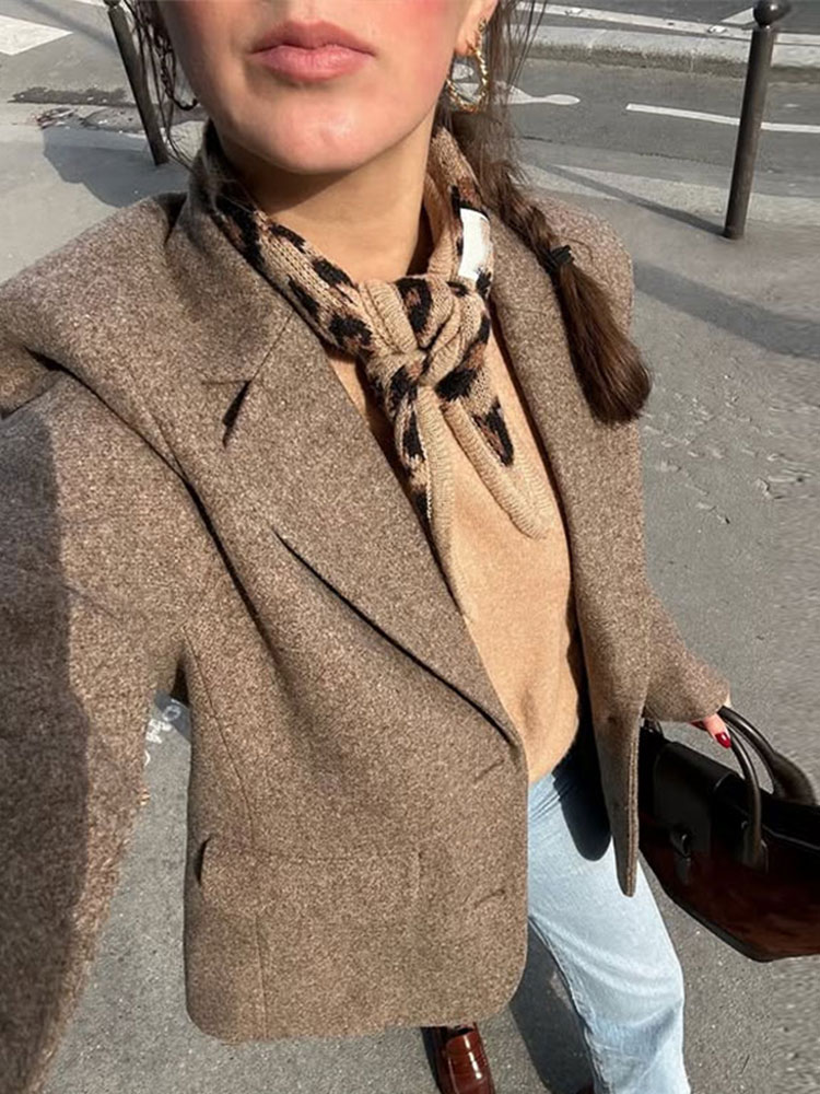 Femmes élégantes Blazer manteau col rabattu manches longues gland solide épais chaud veste femme 2026 printemps bureau dame vêtements d'extérieur