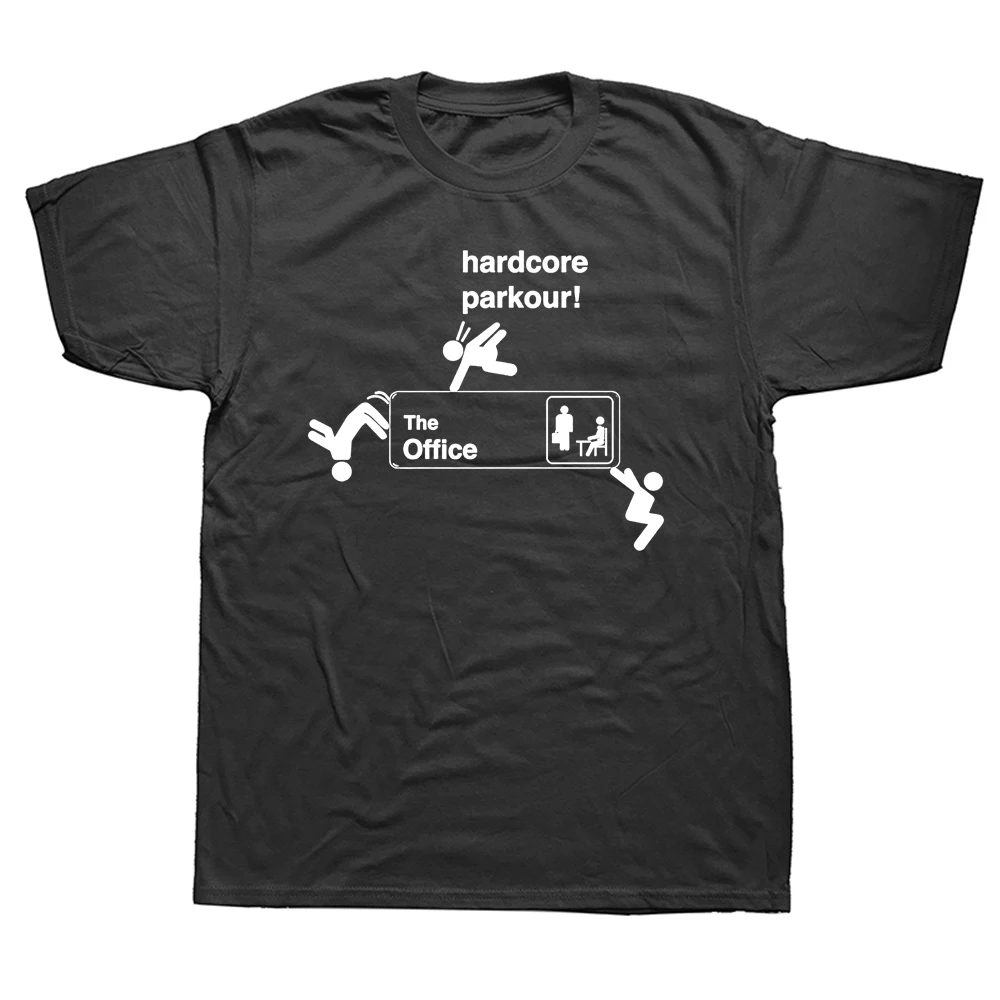 T-shirt manches courtes homme, streetwear, estival et humoristique, en coton, avec parkour, pour le bureau, cadeaux d'anniversaire