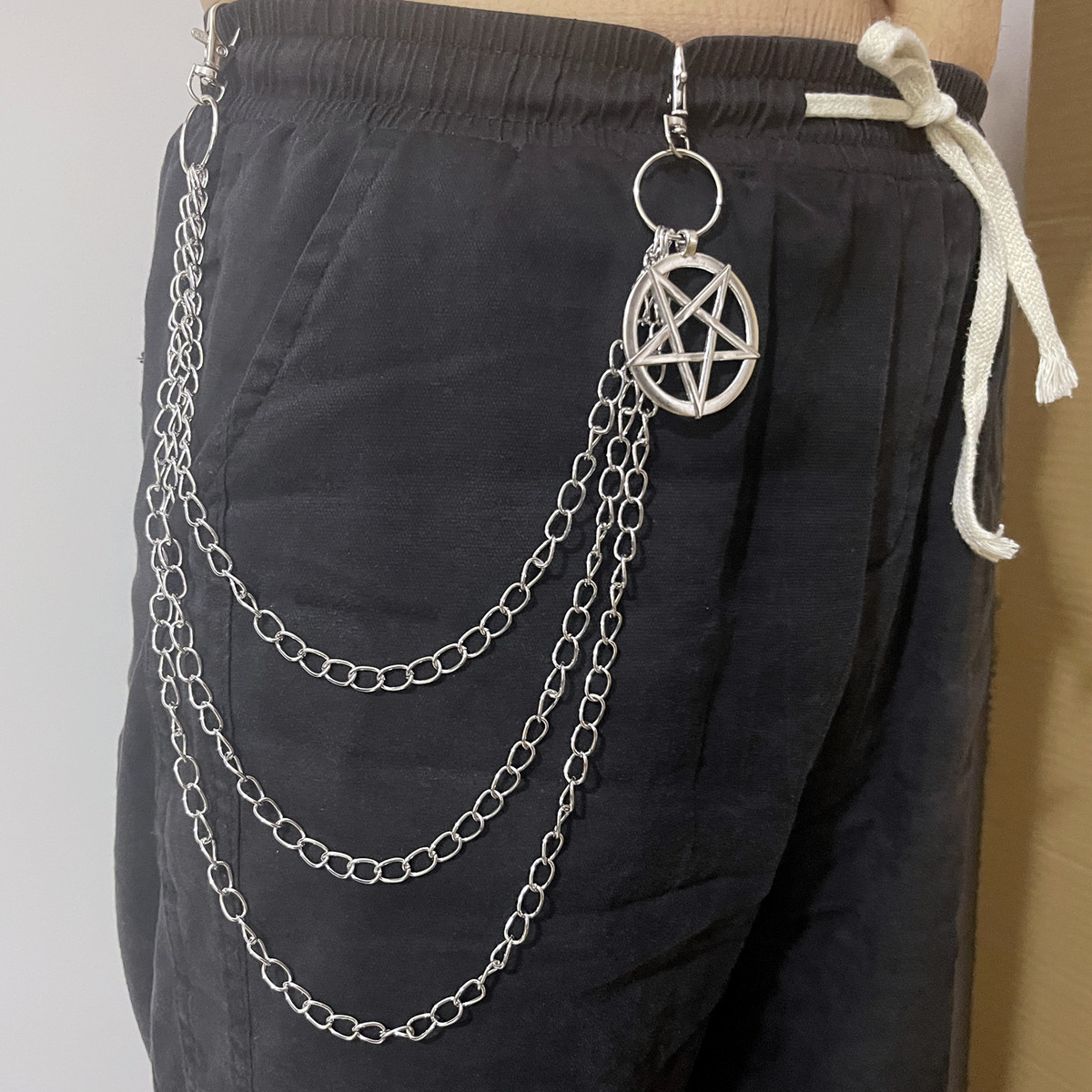 Pantalon Punk JOPentagram Porte-clés pour Hommes et Femmes, Jean Surintendant ser Biker EquiHarajuku Goth Bijoux Gothique Rock Emo Accessoires