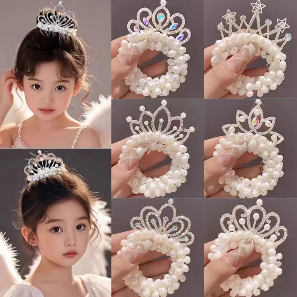 Accessoires pour cheveux d'enfants, élastiques à cheveux, bandeaux pour filles, nouveaux accessoires de mode, couronne de perles, coiffe mignonne pour bébé princesse