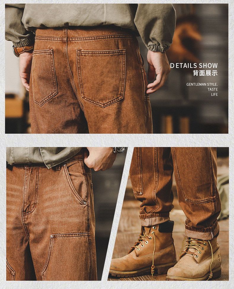 Pantalon de travail rétro pour homme, coupe droite ample, jean homme, nouvelle tendance 2026, marque classique, couleur café, pantalon harem baggy Y2K