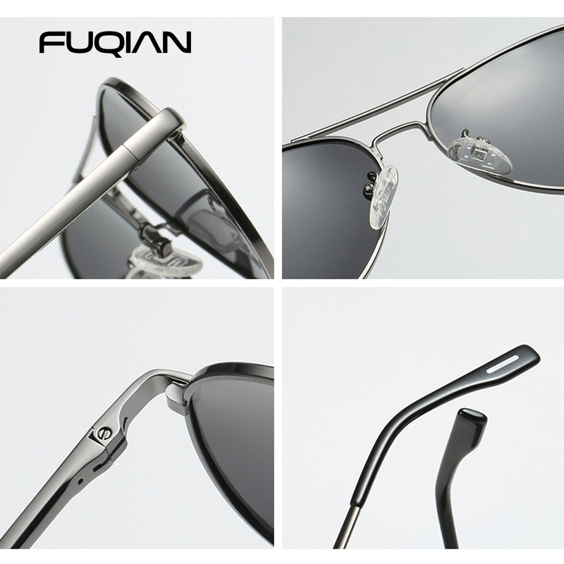 Classique grand pilote lunettes de soleil polarisées hommes de luxe en métal noir Aviation lunettes de soleil mâle mode conduite vacances nuances UV400