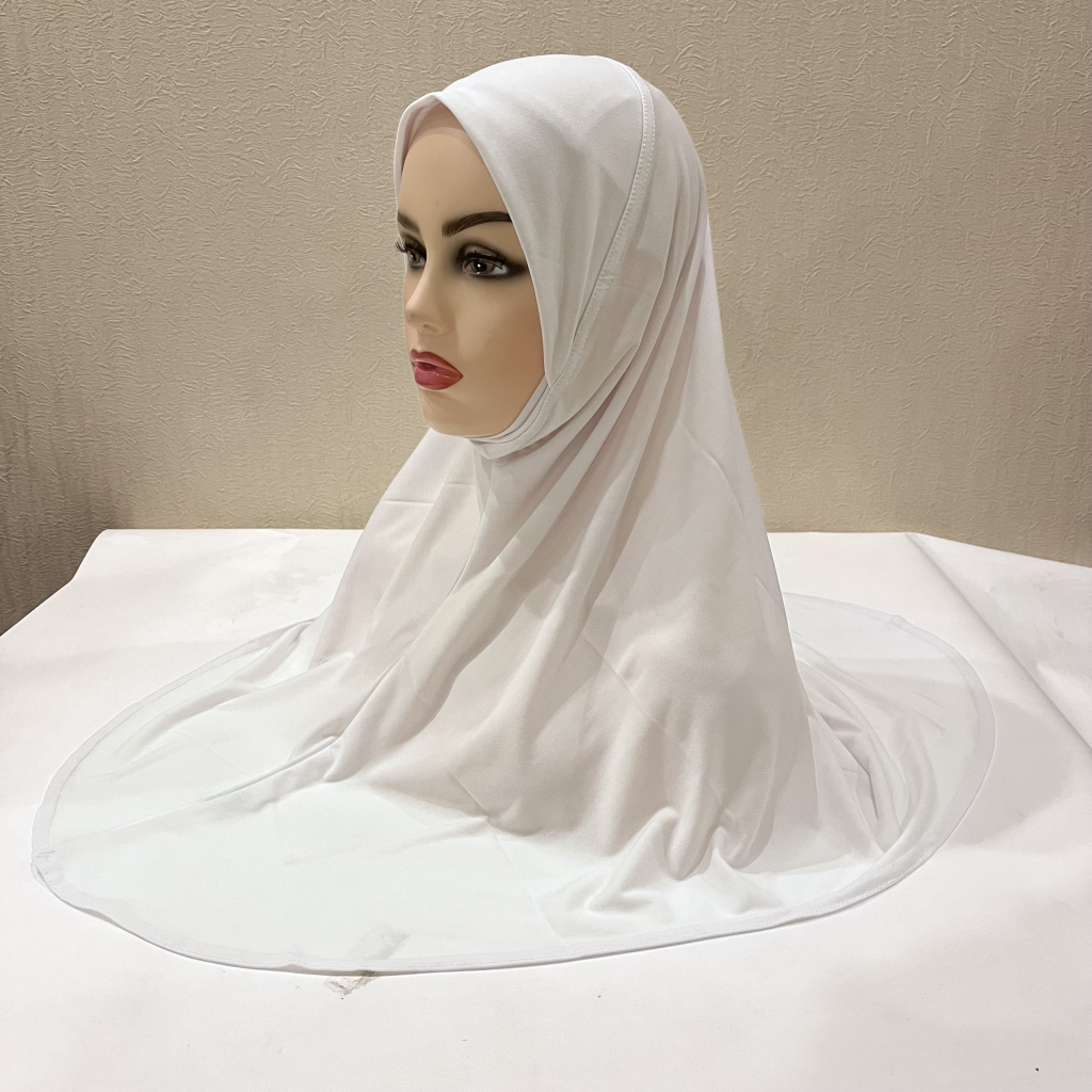 H124 plaine grande taille hijab musulman avec partie de menton qualité supérieure amira tirer sur écharpe islamique vente chaude foulard ramadan prier chapeaux