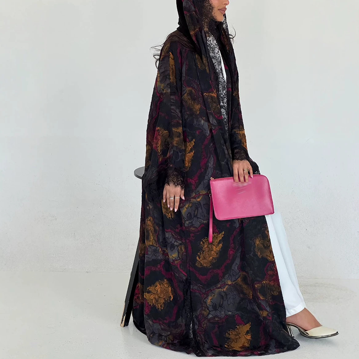 Ensemble Abaya Hijab pour femmes, robes imprimées, cardigan en dentelle musulmane, robe Khimar, ensemble 2 pièces, Jalabiya, Ramadan, Kaftan marocain, Vestidos