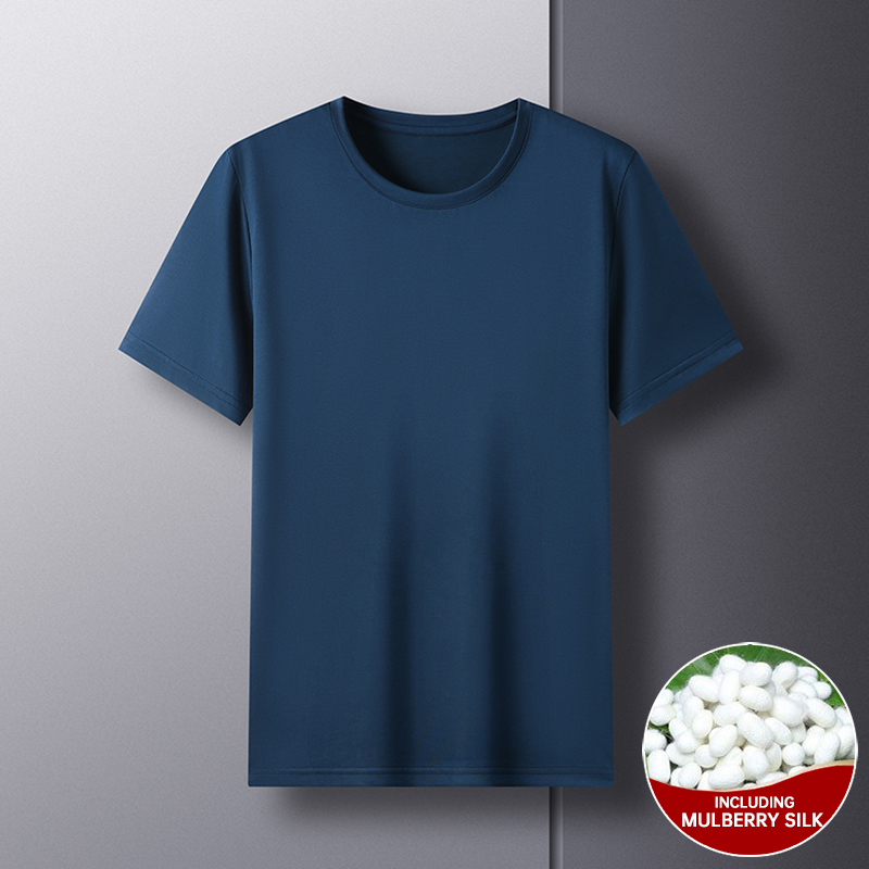 T-shirts à col rond en soie de mûrier 1,7 % de qualité supérieure, nouvelle marque, pour hommes, collection été 2026, manches courtes, décontractés, mode masculine