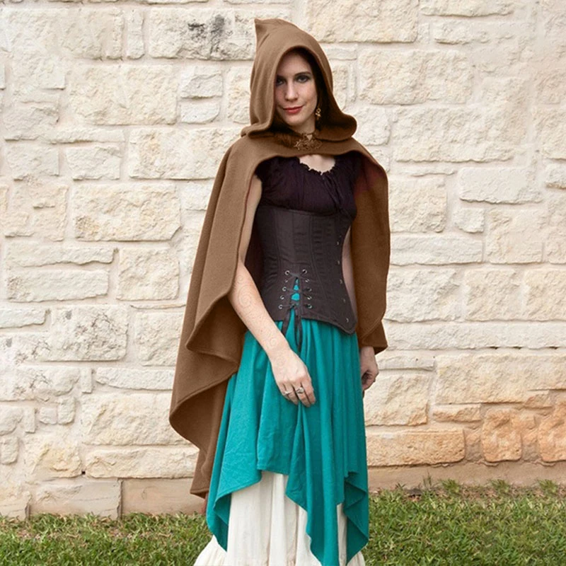 Femmes Renaissance Costume médiéval Halloween court Steampunk velours Cape gothique sorcière sorciers Cape à capuche