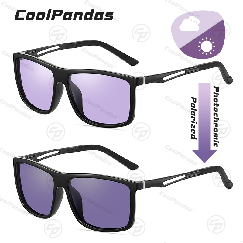 Lunettes de soleil carrées classiques rétro 2026 pour femmes, photochromiques polarisées, verres teintés violets, lunettes de soleil pour hommes, anti-reflets UV400