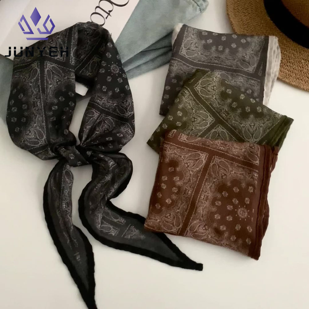 Rétro mince écharpe ceinture à la mode taille Accory polyvalent décontracté hommes femmes coton soie écharpe Triangle foulard