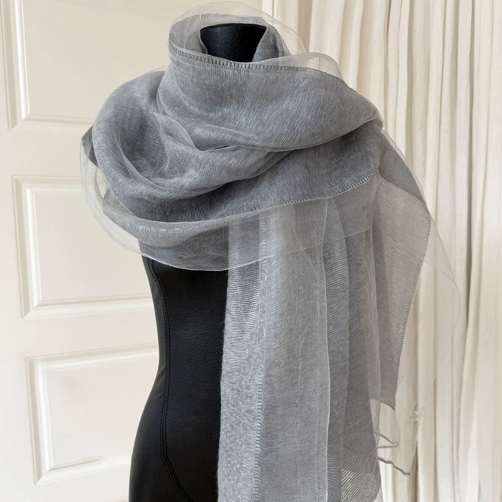 Écharpe en soie mélangée pour femme, double couche, légère, couleur unie, longue, châle, pour tenue de printemps et d'automne