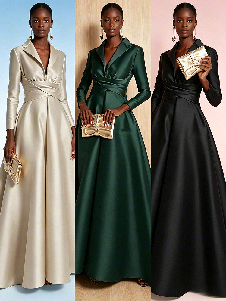 Nouvelle Robe Longue Élégante en Satin pour Femme 2026 – Robes Décontractées pour Femme, Col en V, Plissée, Taille Haute, Tenues de Soirée et de Bureau