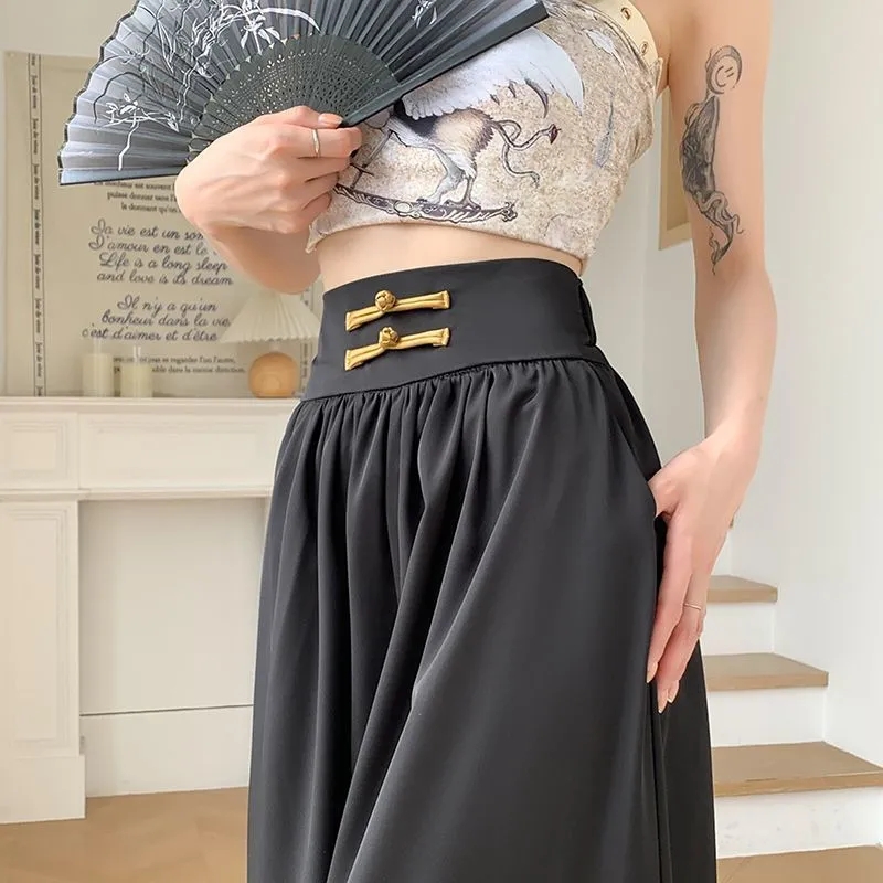 Pantalons pour femmes 2025 printemps été taille haute Style chinois Femme pantalon décontracté en mousseline de soie Protection solaire dames jupe pantalon