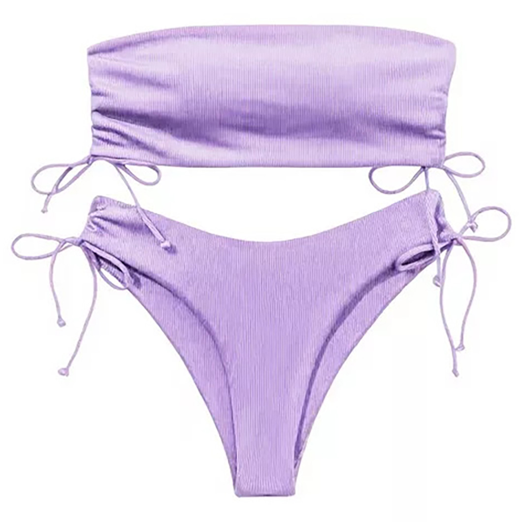 Maillots de bain deux pièces tendance pour femmes, maillots de bain bikini sans bretelles d'été, maillots de bain sexy sans bretelles de couleur unie