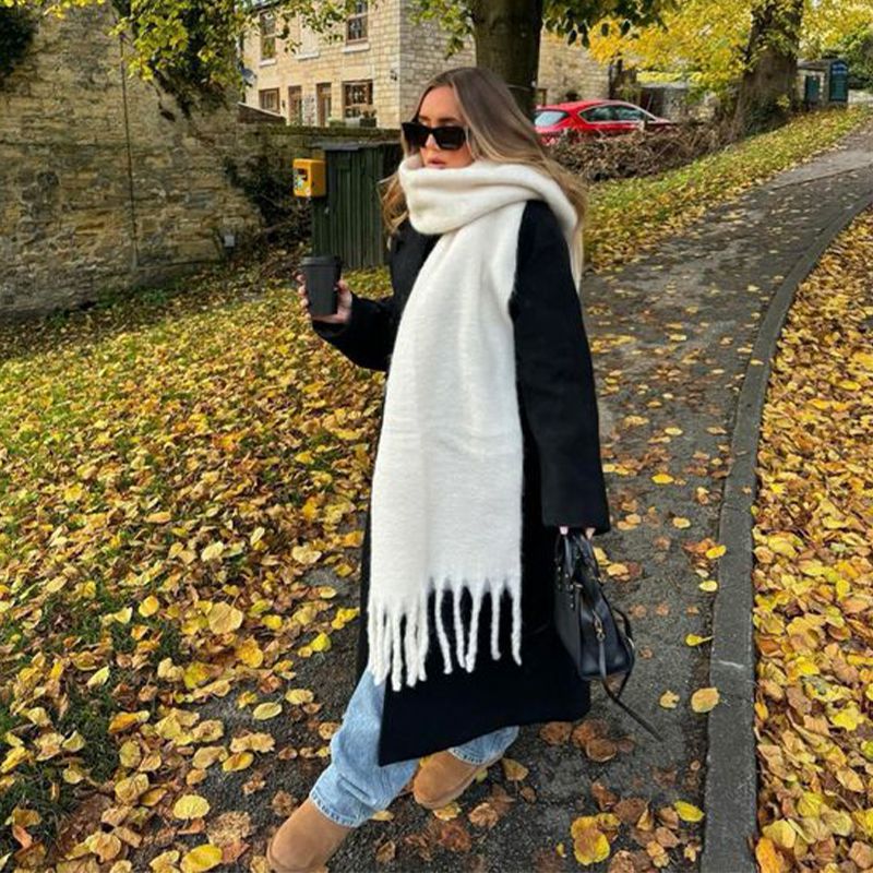 Écharpe de Noël longue en laine pour femmes, châle rond épais, écharpes chaudes et douces, rouge, vert, dernier style, automne, hiver, 2024