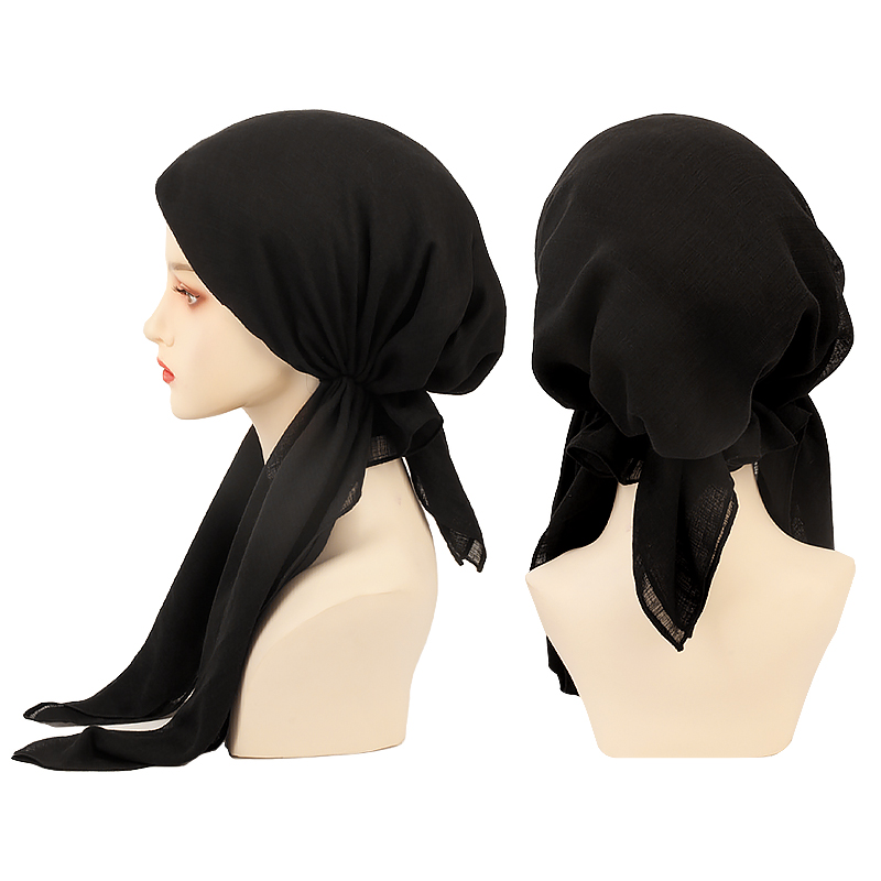Geebro femmes élégant pré-attaché Turban chimio casquette musulman Hijab casquette intérieure bonnets Bonnet longue queue foulard chapeau bandeau casquettes