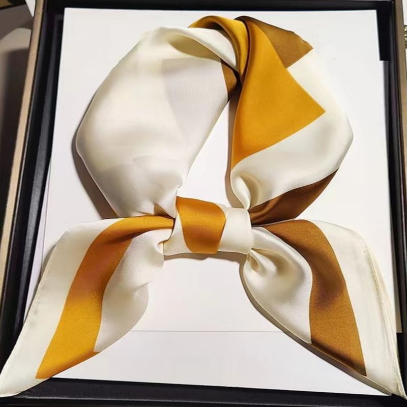 Foulards en soie pour femmes, 70x70cm, avec couvre-chef, accessoires pour cheveux et sacs de filles, écharpe avancée polyvalente, meilleur cadeau de fête, nouvelle mode