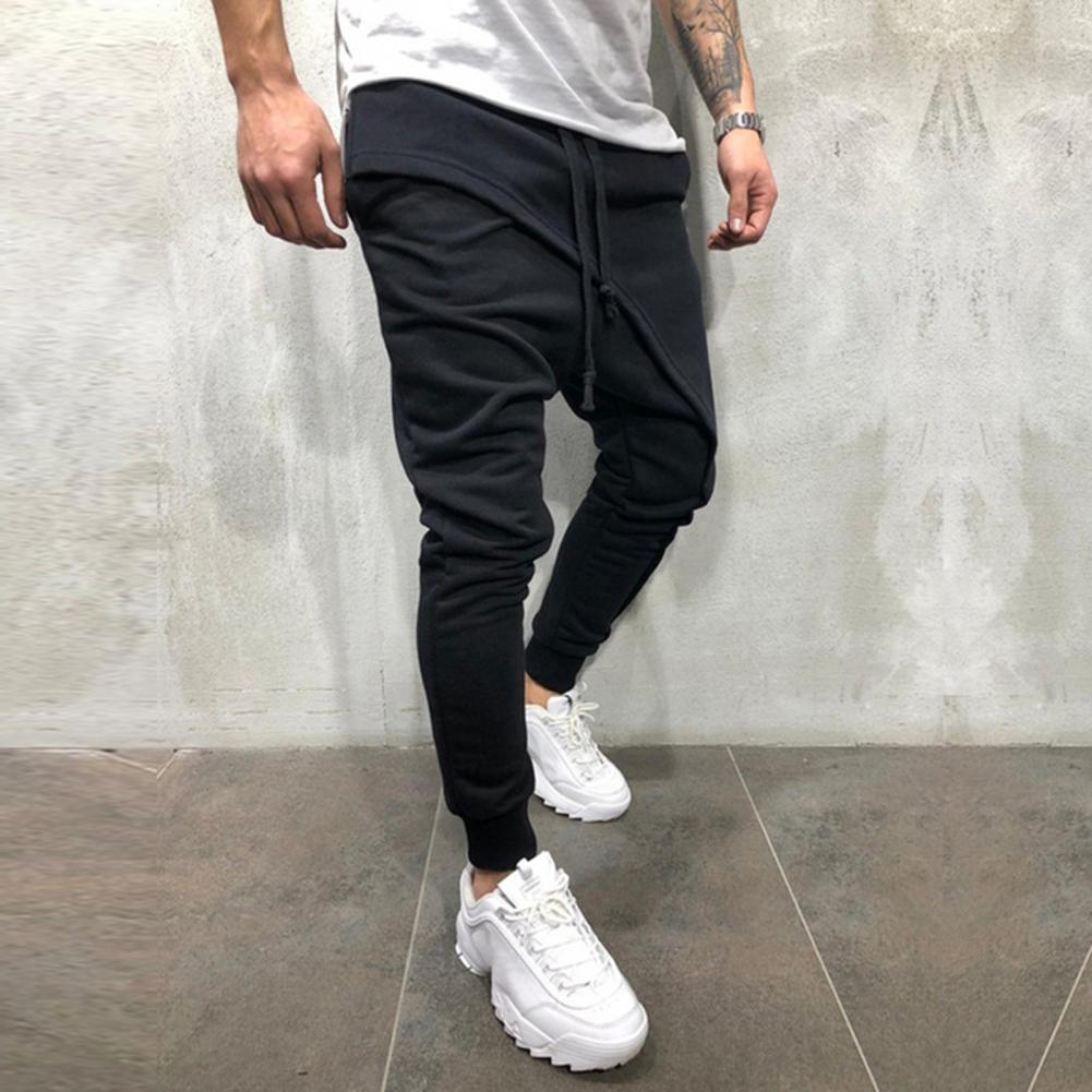 Hommes sarouel cheville attaché Hip Hop Double couche course Baggy pantalon coréen décontracté taille élastique pantalon de survêtement survêtements