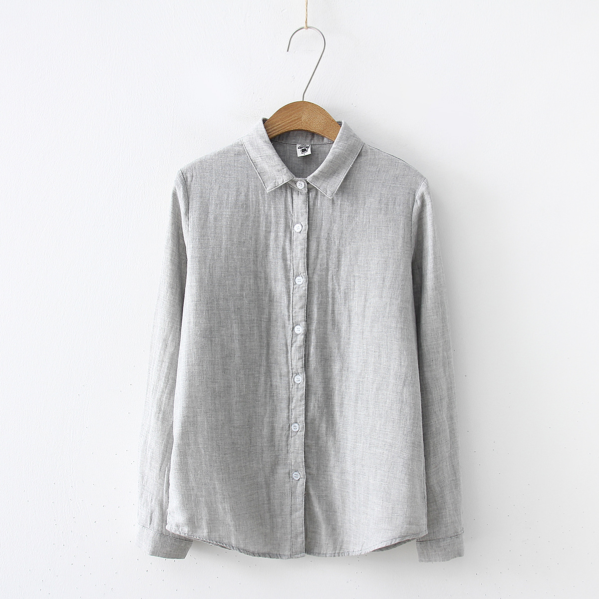 Femmes Blouses nouvelle mode à manches longues confortable bureau chemise coton fil décontracté hauts Blusas Femininas couleur unie