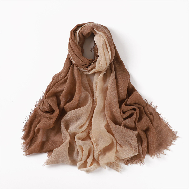 Foulard Hijabs Dégradé Uni pour Femme Musulmane, Turban Islamique de Grande Taille, Châle Long, Écharpe de Sauna, 2024