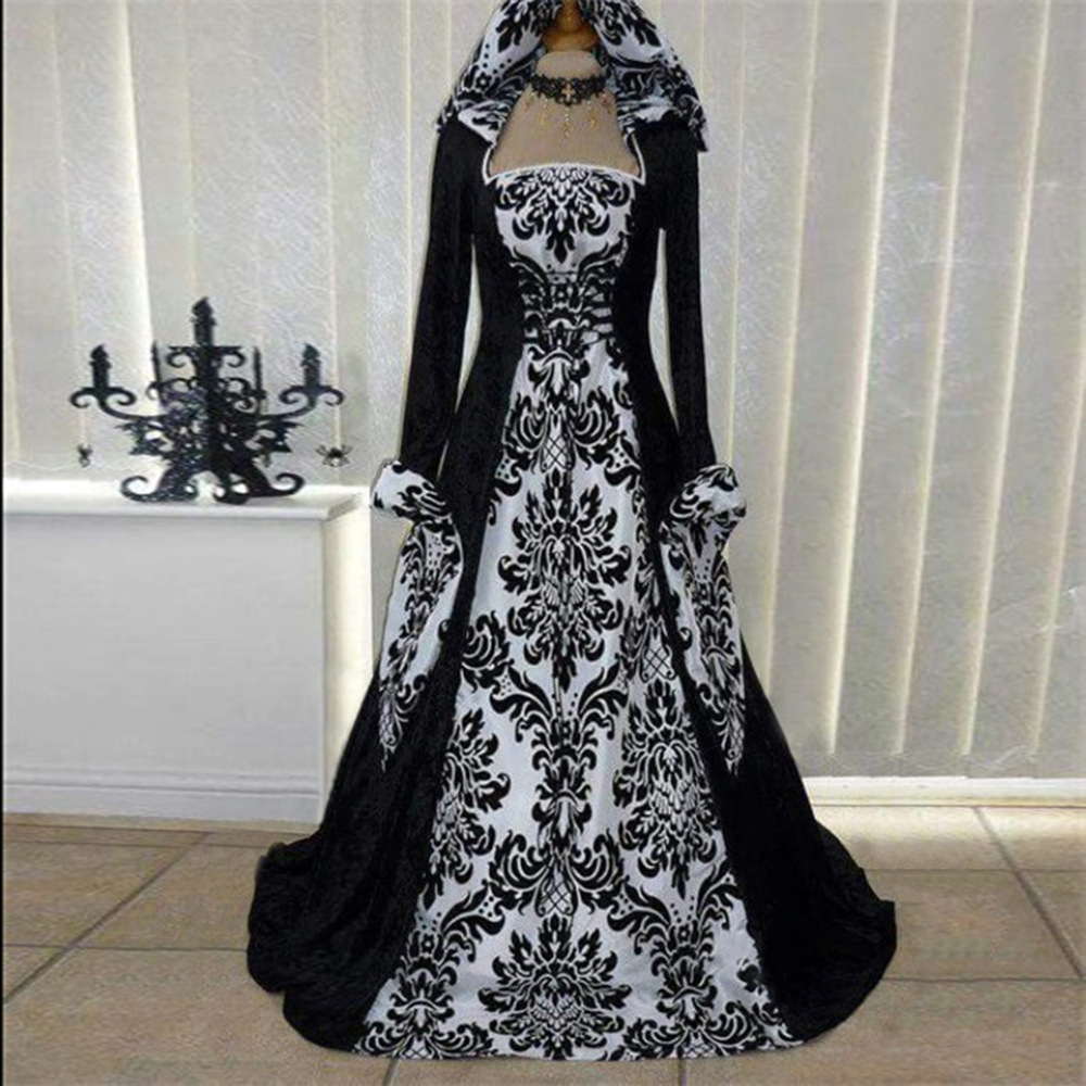 Robe à capuche pour femmes, Renaissance médiévale, Costumes européens du 19ème siècle, robes de princesse Guofeng gothiques victoriennes Vintage pour dames