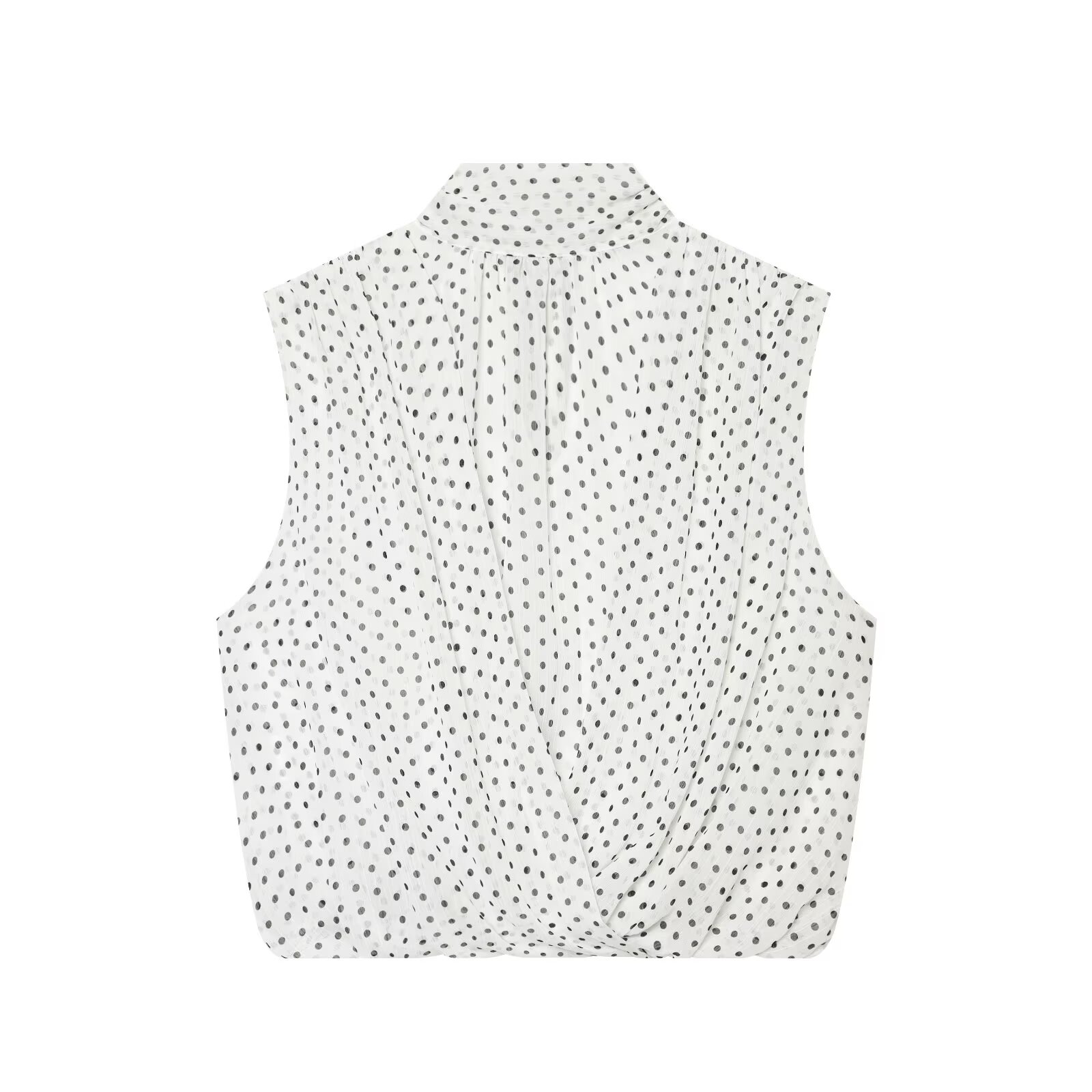 BSAY 2026 Nouvelle Blouse Sans Manches à Col Montant pour Femme, Débardeur Élégant à Col en V avec Torsion Frontale et Plis au Dos, Idéal pour l'Été et les Tenues Décontractées