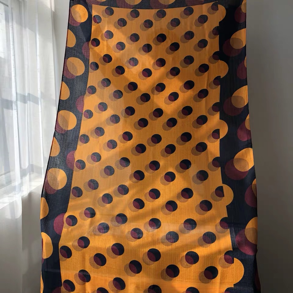 Écharpe en coton de marque de luxe pour femmes, écharpes chaudes en viscose, châles Pashmina, imprimé à pois orange, mode de créateur, hiver