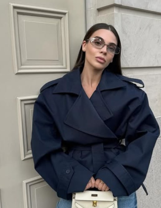 Femmes kaki ceinture courte coupe-vent élégant revers longues manches poches simple boutonnage manteau automne dame décontracté quotidien veste de rue