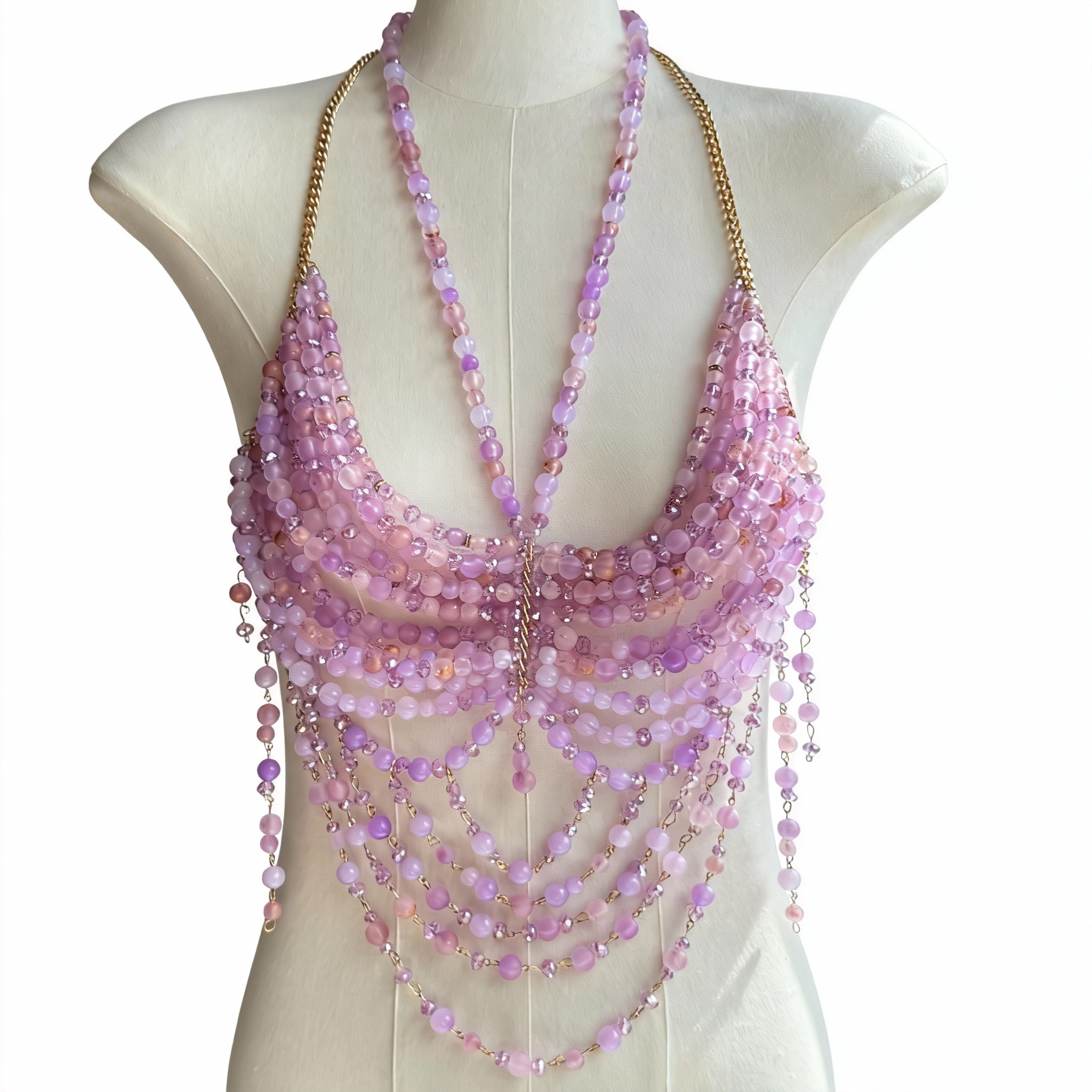 Hauts pour femmes : Bralette perlée, Gilet de festival, Haut de bikini, Bustier perlé, Lingerie de plage, Vêtements de rave pour femme, Débardeurs