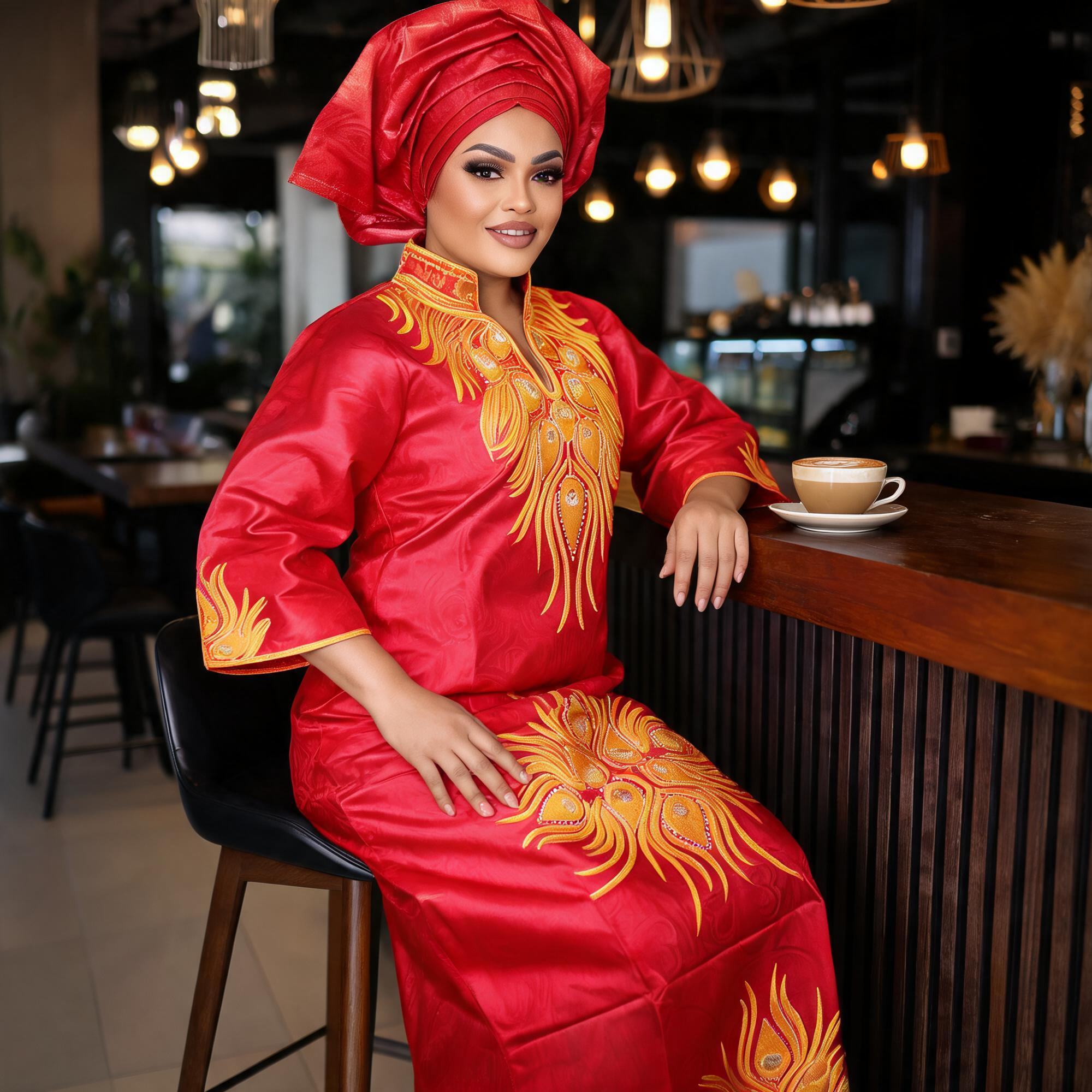 Robes africaines pour femmes grande taille, robe longue en bazin riche avec broderie et écharpe