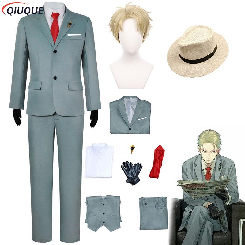 Costume de Cosplay Loid Forger pour hommes, perruque blonde courte, tenue crépuscule, cravate de chemise, vêtements d'halloween
